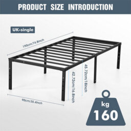 Strong Single Double King Bed 3Ft Metal Bed Frame Bedroom Furniture - thumbnail 2