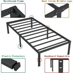 Strong Single Double King Bed 3Ft Metal Bed Frame Bedroom Furniture - thumbnail 4