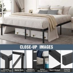 Strong Single Double King Bed 3Ft Metal Bed Frame Bedroom Furniture - thumbnail 1