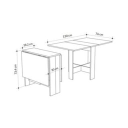 Decortie Artemio Foldable Table White Rectangular Shape Engineered Wood Folding Table 130(W)X76(D)X73.4(H)Cm Kitchen Dining Room - thumbnail 3