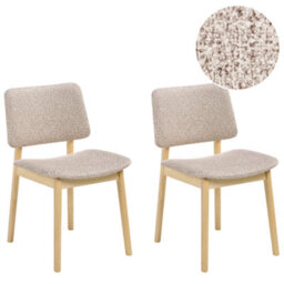 Beliani Set Of 2 Dining Chairs Blane Boucle Light Brown/ Taupe - thumbnail 1