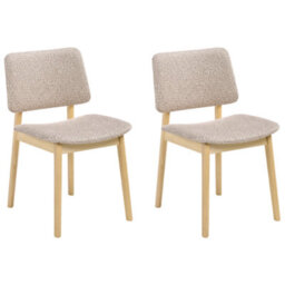 Beliani Set Of 2 Dining Chairs Blane Boucle Light Brown/ Taupe - thumbnail 4