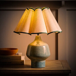 Valuelights Jamie Green Speckle Glazed Ceramic Table Lamp With A Natural Scalloped Edge Fabric Shade - thumbnail 5