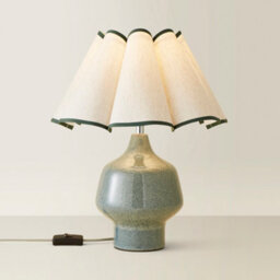 Valuelights Jamie Green Speckle Glazed Ceramic Table Lamp With A Natural Scalloped Edge Fabric Shade - thumbnail 6
