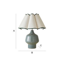 Valuelights Jamie Green Speckle Glazed Ceramic Table Lamp With A Natural Scalloped Edge Fabric Shade - thumbnail 7