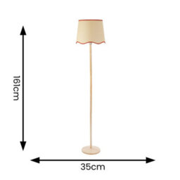 Valuelights Triston Natural Light Wood Stem Floor Lamp With Scallop Rust Trim Tapered Shade - thumbnail 6