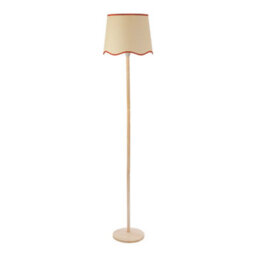Valuelights Triston Natural Light Wood Stem Floor Lamp With Scallop Rust Trim Tapered Shade - thumbnail 5