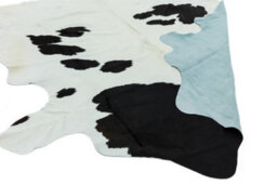 Black And White Luxurious Handmade Easy To Clean Animal Cowhide Abstract Leather Rug For Living Room, Bedroom - 200Cm X 245Cm - thumbnail 2