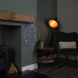 Samuel Alexander 49Cm Battery Powered Light Up Christmas Silver Tree Ball With Twinkling Blue Leds - thumbnail 2