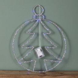 Samuel Alexander 49Cm Battery Powered Light Up Christmas Silver Tree Ball With Twinkling Blue Leds - thumbnail 7