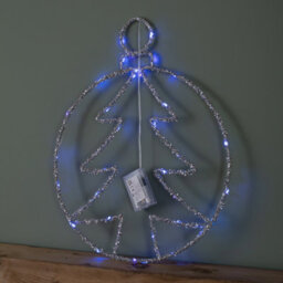 Samuel Alexander 49Cm Battery Powered Light Up Christmas Silver Tree Ball With Twinkling Blue Leds - thumbnail 6