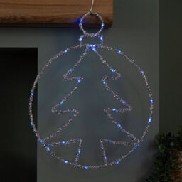 Samuel Alexander 49Cm Battery Powered Light Up Christmas Silver Tree Ball With Twinkling Blue Leds - thumbnail 1