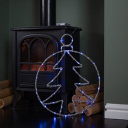 Samuel Alexander 49Cm Battery Powered Light Up Christmas Silver Tree Ball With Twinkling Blue Leds - thumbnail 5