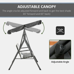 Outsunny 3-Seater Rattan Swing Chair, Hanging Bench W/ Stand, Adjustable Canopy - thumbnail 6