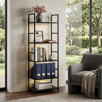 4 Tier Bookshelf Bookcase Shelving Unit 29 X 23.5 X 112Cm Black