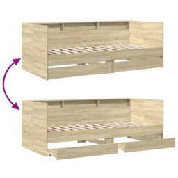 Berkfield Daybed With Drawers Without Mattress Sonoma Oak 100X200 Cm - thumbnail 8