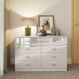 Fwstyle Chilton White Gloss 8 Drawer Chest Of Drawers (H)73.5Cm (W) 104Cm (D) 40Cm - thumbnail 3