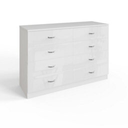 Fwstyle Chilton White Gloss 8 Drawer Chest Of Drawers (H)73.5Cm (W) 104Cm (D) 40Cm - thumbnail 4