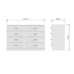 Fwstyle Chilton White Gloss 8 Drawer Chest Of Drawers (H)73.5Cm (W) 104Cm (D) 40Cm - thumbnail 9