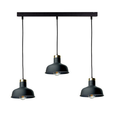 Luminosa Lighting Luminosa Hebe Bar Pendant Ceiling Light Black, Gold 3X E27 - image 1