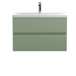 Hudson Reed Urban Satin Green Wall Hung 2 Drawer Vanity Unit And Mid-Edge Basin With Silent Close, 540 X 810 X 390 - thumbnail 4
