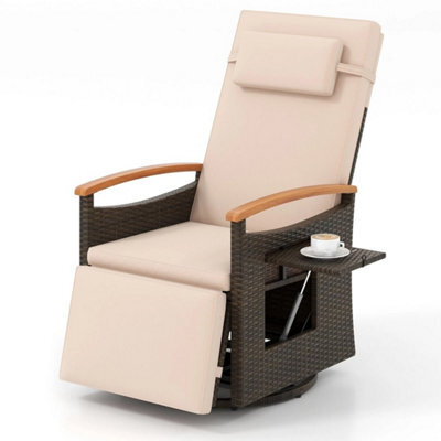 360 Degree Swivel Garden Recliner Chair Patio Rattan Reclining Armchair - image 1