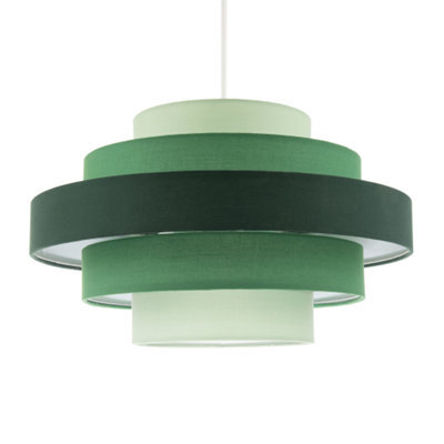 Happy Homewares Five Tier Pendant Lighting Shade With Various Green Cotton Rings - image 1