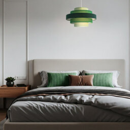 Happy Homewares Five Tier Pendant Lighting Shade With Various Green Cotton Rings - thumbnail 6