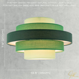 Happy Homewares Five Tier Pendant Lighting Shade With Various Green Cotton Rings - thumbnail 7