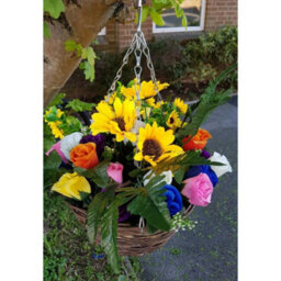 Artificial Hanging Basket Flowers Plants Rose Grass Ivy Leaf Fern Foliage Garden - 2 Basket Displays - thumbnail 2