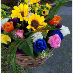 Artificial Hanging Basket Flowers Plants Rose Grass Ivy Leaf Fern Foliage Garden - 2 Basket Displays - thumbnail 7