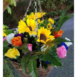Artificial Hanging Basket Flowers Plants Rose Grass Ivy Leaf Fern Foliage Garden - 2 Basket Displays - thumbnail 9