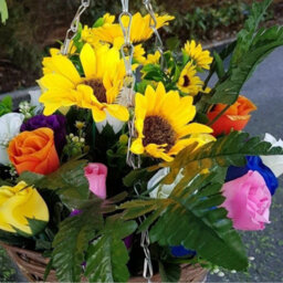Artificial Hanging Basket Flowers Plants Rose Grass Ivy Leaf Fern Foliage Garden - 2 Basket Displays - thumbnail 8