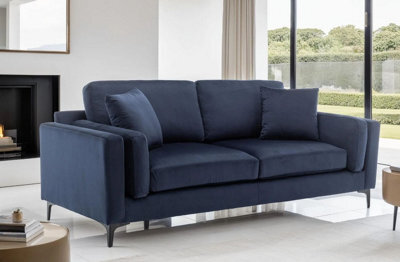 Velvet Navy Blue 3 Seater Sofa - image 1