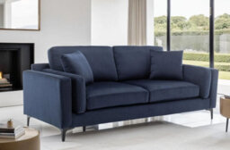 Velvet Navy Blue 3 Seater Sofa