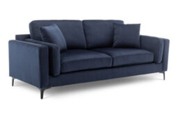 Velvet Navy Blue 3 Seater Sofa - thumbnail 3