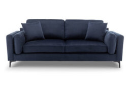 Velvet Navy Blue 3 Seater Sofa - thumbnail 4