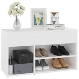 Berkfield Stylish Shoe Bench White 80X30X45 Cm Engineered Wood - thumbnail 4