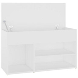 Berkfield Stylish Shoe Bench White 80X30X45 Cm Engineered Wood - thumbnail 7