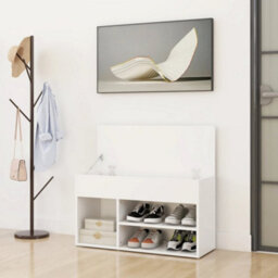 Berkfield Stylish Shoe Bench White 80X30X45 Cm Engineered Wood - thumbnail 3