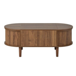 Abrihome Oval Adjustable Coffee Table With Storage, Vintage Style Living Room Table With Solid Wood Legs - thumbnail 8