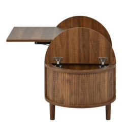 Abrihome Oval Adjustable Coffee Table With Storage, Vintage Style Living Room Table With Solid Wood Legs - thumbnail 7