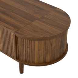 Abrihome Oval Adjustable Coffee Table With Storage, Vintage Style Living Room Table With Solid Wood Legs - thumbnail 3
