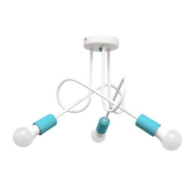 Luminosa Lighting Luminosa Oxford Multi Arm Semi Flush Ceiling Light White, Turqouise 50Cm