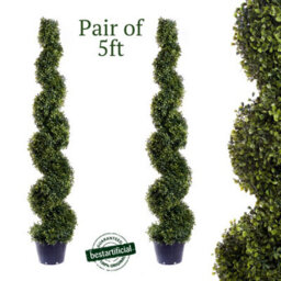 Pair Of Best Artificial 5Ft - 150Cm Green Boxwood Spiral Topiary Tree - Suitable For Outdoor Use - Weather & Fade Resistant - thumbnail 1