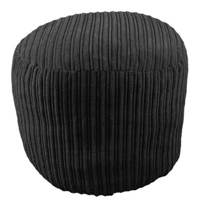 istyle mode Black  Jumbo Cord Footstool Oval Pouffe, Corduroy Ottoman Bean Bags 40Cm X 35Cm - image 1