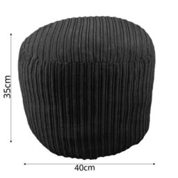 istyle mode Black  Jumbo Cord Footstool Oval Pouffe, Corduroy Ottoman Bean Bags 40Cm X 35Cm - thumbnail 3