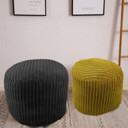 istyle mode Black  Jumbo Cord Footstool Oval Pouffe, Corduroy Ottoman Bean Bags 40Cm X 35Cm - thumbnail 5