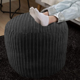istyle mode Black  Jumbo Cord Footstool Oval Pouffe, Corduroy Ottoman Bean Bags 40Cm X 35Cm - thumbnail 4