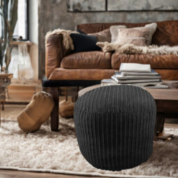 istyle mode Black  Jumbo Cord Footstool Oval Pouffe, Corduroy Ottoman Bean Bags 40Cm X 35Cm - thumbnail 7